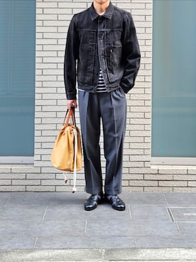 「アイテム（帽子）」を使った、D・BLUEさん（メンズ・170cm）の秋コーディネート