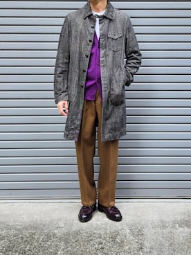 「アイテム（ハンチング/ベレー帽）」を使った、D・BLUEさん（メンズ・170cm）の秋コーディネート