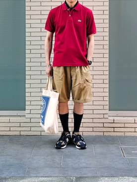 「アイテム（帽子、ベージュ系）」を使った、D・BLUEさん（メンズ・170cm）の夏コーディネート