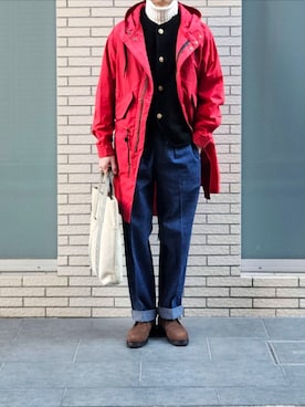 「アイテム（ハンチング/ベレー帽）」を使った、D・BLUEさん（メンズ・170cm）の冬コーディネート