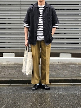 「アイテム（バッグ）」を使った、D・BLUEさん（メンズ・170cm）の秋コーディネート