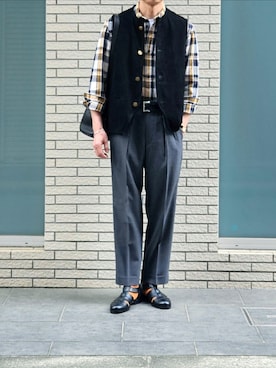 「巾着バッグ」｜D・BLUEさん（メンズ・170cm）の春コーディネート