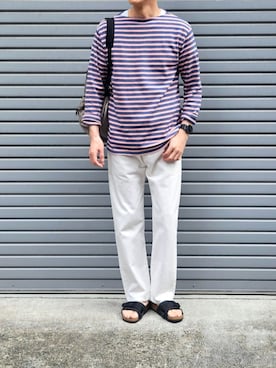 「SAINT JAMES（セントジェームス）のアイテム」を使った、D・BLUEさん（メンズ・170cm）の夏コーディネート