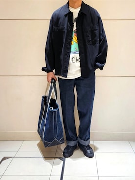 「OUTIL（ウティ）のアイテム」を使った、D・BLUEさん（メンズ・170cm）の春コーディネート