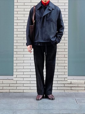 「アイテム（メガネ）」を使った、D・BLUEさん（メンズ・170cm）の冬コーディネート