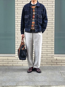 「アイテム（バングル/リストバンド）」を使った、D・BLUEさん（メンズ・170cm）の秋コーディネート