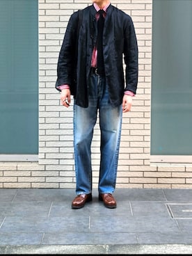 「アイテム（ネクタイ）」を使った、D・BLUEさん（メンズ・170cm）の秋コーディネート