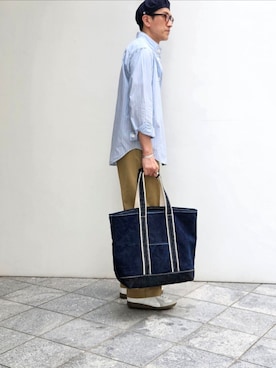 「アイテム（メガネ）」を使った、D・BLUEさん（メンズ・170cm）の秋コーディネート