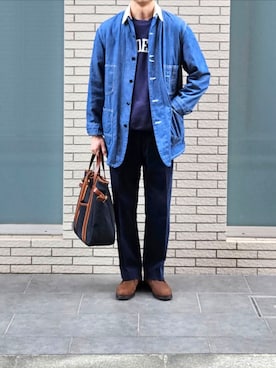 「アイテム（ブーツ）」を使った、D・BLUEさん（メンズ・170cm）の秋コーディネート