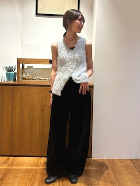 「アイテム（ニット/セーター）」を使った、森理沙さん（レディース・161cm・30代）の夏コーディネート