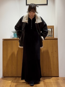 「アイテム（ブルゾン）」を使った、森理沙さん（レディース・161cm・30代）の冬コーディネート