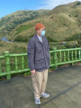 「oversize」｜「アイテム（ニットキャップ/ビーニー）」を使った、張愷 Kaiさん（メンズ・175cm）の冬コーディネート