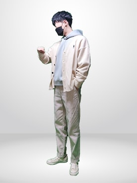 「アイテム（パーカー）」を使った、いずもさん（メンズ・171cm）の春コーディネート