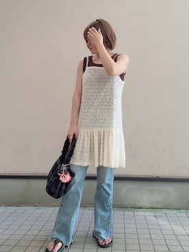 「アイテム（チュニック）」を使った、teyonnngさん（レディース・159cm）の夏コーディネート