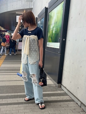 「アイテム（デニムパンツ）」を使った、teyonnngさん（レディース・159cm・30代）の夏コーディネート