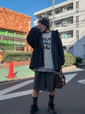 「w closet（ダブルクローゼット）の【リバーシブル】モンスターパーカー（ダウンジャケット/コート）」を使った、teyonnngさん（レディース・159cm）の冬コーディネート