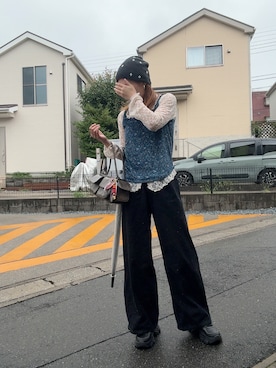 「ORiental TRaffic（オリエンタルトラフィック）のボリュームソール切替スニーカー/OT3730（スニーカー、ブラック系）」を使った、teyonnngさん（レディース・159cm）の秋コーディネート