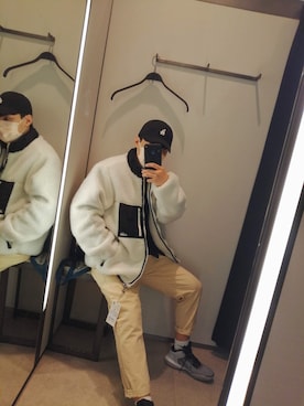 「ZARA（ザラ）のアイテム（ダウンジャケット/コート）」を使った、林暉恩さん（メンズ・171cm）の春コーディネート