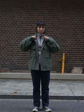 「SCHOTT」｜「アイテム（ミリタリージャケット）」を使った、ｼｭﾘさん（レディース・154cm）の冬コーディネート