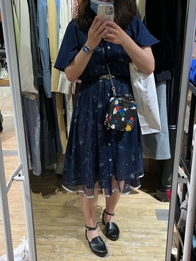 「axes femme（アクシーズファム）のアイテム（ワンピース）」を使った、梨梨子さん（レディース・153cm）の秋コーディネート