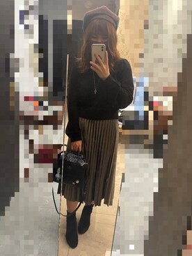 「通勤穿搭」｜「アイテム（帽子）」を使った、梨梨子さん（レディース・153cm）の秋コーディネート