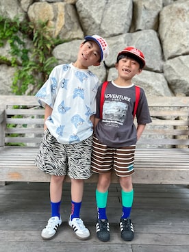 「BOBO CHOSES（ボボショーズ）のアイテム」を使った、あおりゅーさん（キッズ・120cm）の夏コーディネート