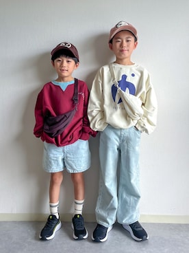 「アイテム（デニムパンツ）」を使った、あおりゅーさん（キッズ・125cm）の秋コーディネート