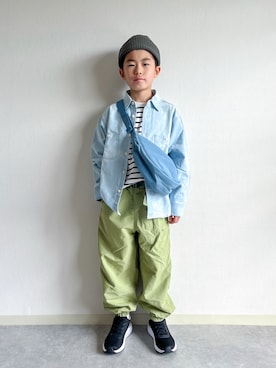 「アイテム（パンツ）」を使った、あおりゅーさん（キッズ・120cm）の春コーディネート