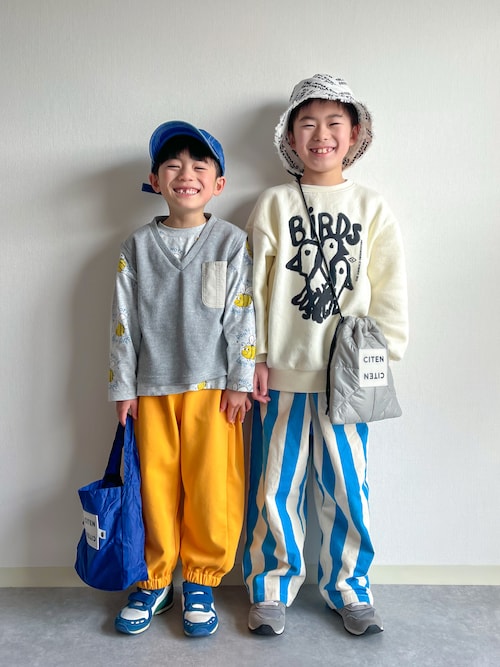 Bee Happy総柄長袖Tシャツ□80～140cm（Tシャツ/カットソー）｜MAKE