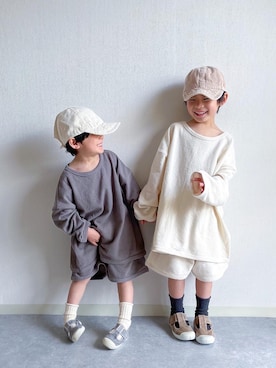 「アイテム（キャップ）」を使った、あおりゅーさん（キッズ・110cm）の秋コーディネート