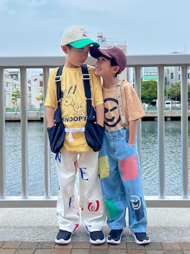 「アイテム（帽子）」を使った、あおりゅーさん（キッズ・110cm）の秋コーディネート
