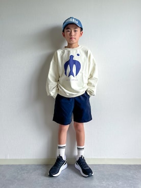 「アイテム（スウェット）」を使った、あおりゅーさん（キッズ・110cm）の秋コーディネート