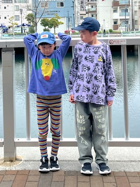 「アイテム（キャップ）」を使った、あおりゅーさん（キッズ・120cm）の春コーディネート