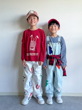 「アイテム（サロペット/オーバーオール）」を使った、あおりゅーさん（キッズ・125cm）の秋コーディネート
