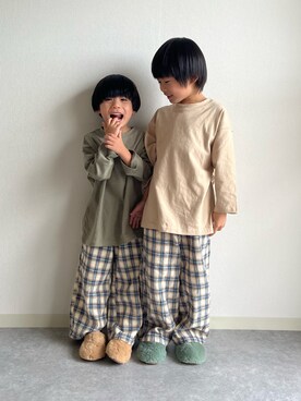 「きょうだいコーデ」｜「アイテム（パンツ）」を使った、あおりゅーさん（キッズ・110cm）の秋コーディネート