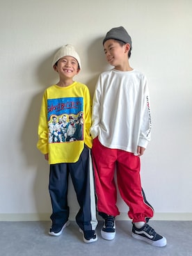 「アイテム（ニットキャップ/ビーニー）」を使った、あおりゅーさん（キッズ・125cm）の秋コーディネート