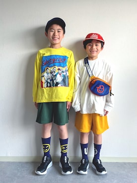 「BOBO CHOSES（ボボショーズ）のアイテム」を使った、あおりゅーさん（キッズ・120cm）の春コーディネート