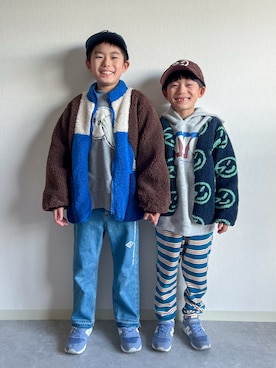 「アイテム（キャップ）」を使った、あおりゅーさん（キッズ・110cm）の冬コーディネート