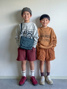 「アイテム（スウェットパンツ）」を使った、あおりゅーさん（キッズ・110cm）の秋コーディネート