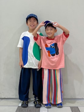 「アイテム（キャップ）」を使った、あおりゅーさん（キッズ・110cm）の秋コーディネート