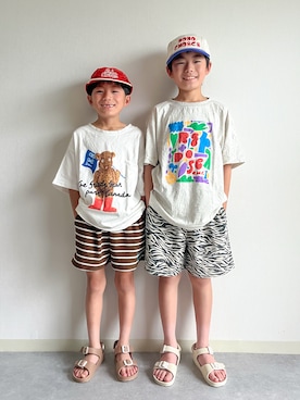 「BOBO CHOSES（ボボショーズ）のアイテム」を使った、あおりゅーさん（キッズ・120cm）の夏コーディネート