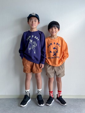 「アイテム（スウェット）」を使った、あおりゅーさん（キッズ・125cm）の秋コーディネート