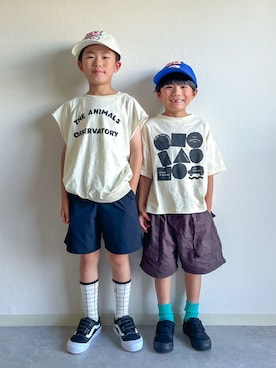 「アイテム（ソックス/靴下、グリーン系）」を使った、あおりゅーさん（キッズ・110cm）の夏コーディネート