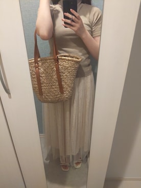 「カコバッグ」｜「アイテム（スカート）」を使った、あえかさん（レディース・163cm）の夏コーディネート