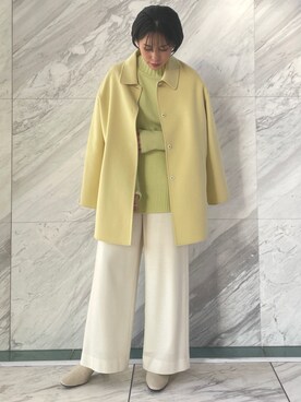 「ゆるニット」｜「アイテム（チェスターコート）」を使った、Ayanaさん（レディース・155cm）の冬コーディネート