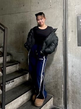 「アイテム（カーゴパンツ）」を使った、airiさん（レディース・152cm）の冬コーディネート