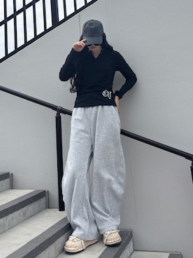「アイテム（スウェットパンツ）」を使った、saraha さん（レディース・163cm）の秋コーディネート