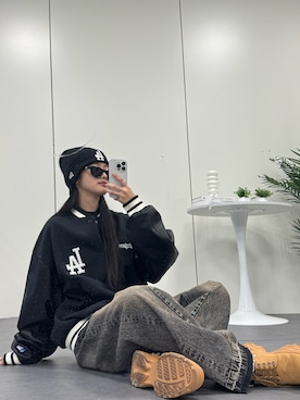 「アイテム（スタジャン）」を使った、sara さん（レディース・163cm）の冬コーディネート