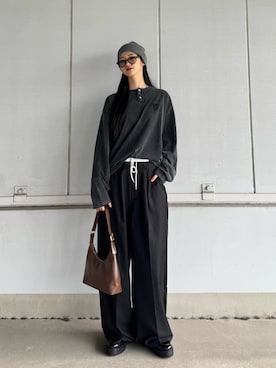 「黒コーデ」｜sara さん（レディース・163cm）の秋コーディネート