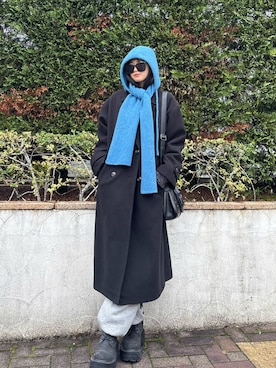 「アイテム（チェスターコート）」を使った、sara さん（レディース・163cm）の冬コーディネート